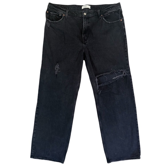 Abercrombie & Fitch Denim - Abercrombie & Fitch Curve Love 90's High Rise Black Wide Leg Jeans Size 34/18